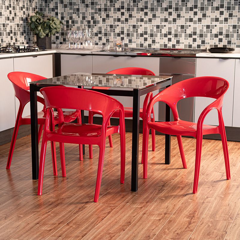 Conjunto 4 Cadeiras UZ Glass Plus Vermelho