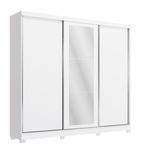 Guarda-Roupa Casal Kappesberg 100% MDF 3 Portas Reversíveis de Correr 3 Espelhos 4 Gavetas Branco