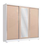 Guarda-Roupa Casal Kappesberg 100% MDF 3 Portas Reversíveis de Correr 3 Espelhos 4 Gavetas Branco