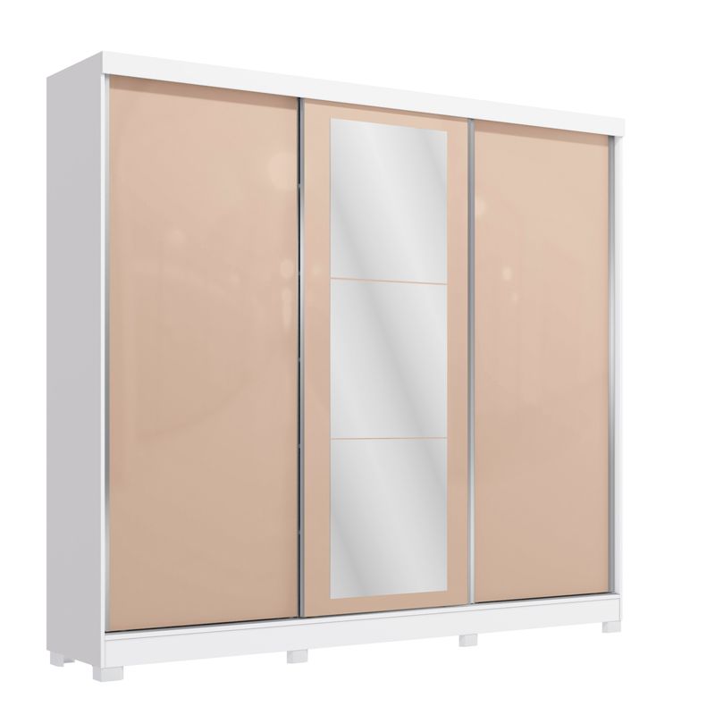 Guarda-Roupa Casal Kappesberg 100% MDF 3 Portas Reversíveis de Correr 3 Espelhos 4 Gavetas Branco