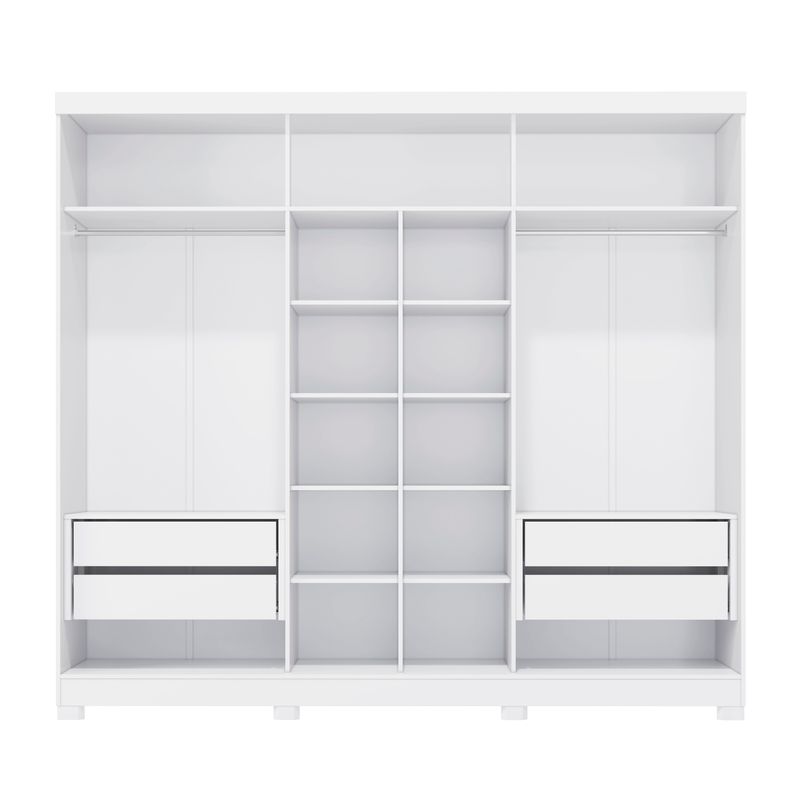 Guarda-Roupa Casal Kappesberg 100% MDF 3 Portas Reversíveis de Correr 3 Espelhos 4 Gavetas Branco