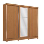 Guarda-Roupa Casal Kappesberg 100% MDF 3 Portas Reversíveis de Correr 3 Espelhos 4 Gavetas Canela