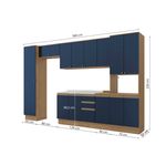 Cozinha Modulada Celeste Kappesberg 100% MDF Nogueira/Azul 360cm