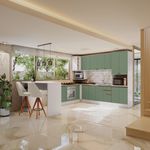 Cozinha de Canto Modulada Celeste Kappesberg 100% MDF Branco/Verde