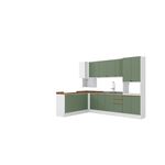 Cozinha de Canto Modulada Celeste Kappesberg 100% MDF Branco/Verde