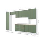 Cozinha Modulada Celeste Kappesberg 100% MDF Branco/Verde 360cm