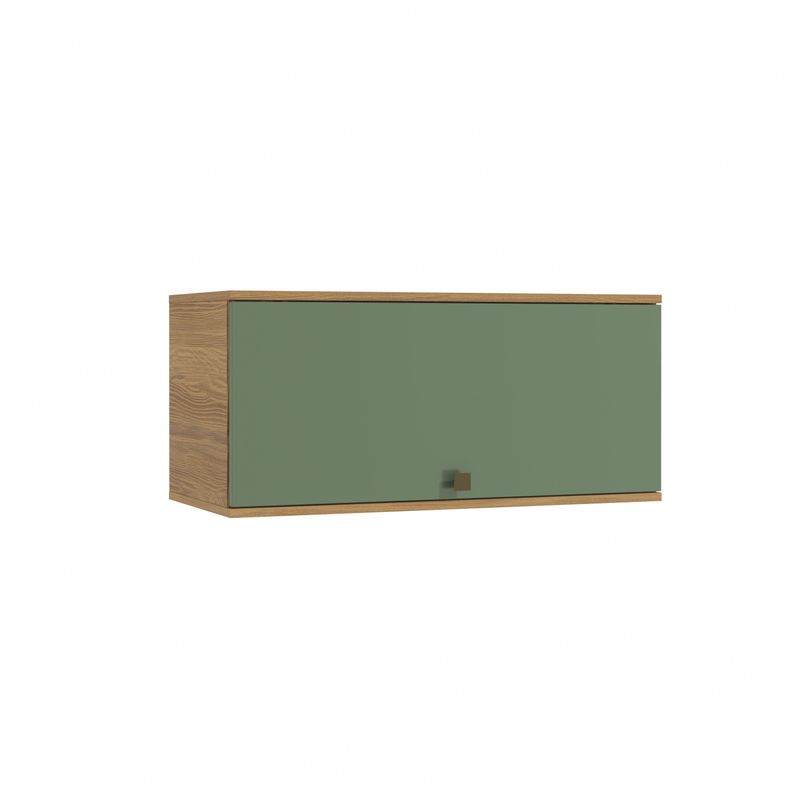 Armário Aéreo Celeste Kappesberg 100% MDF 1 Porta Basculante Nogueira/Verde 80cm