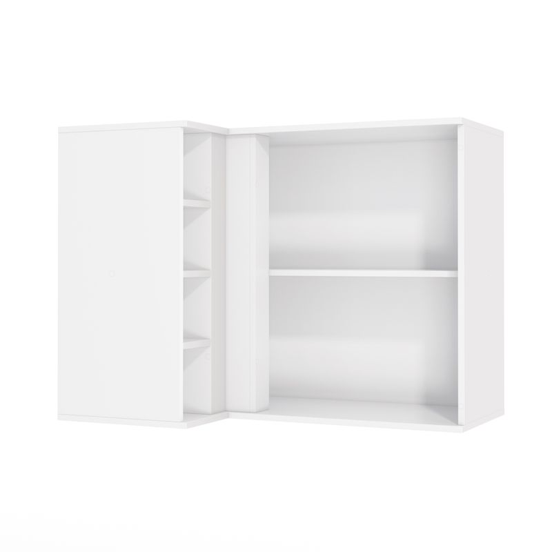 Armário Aéreo de Canto Reto Celeste Kappesberg 100% MDF 1 Porta 4 Nichos Branco/Verde 98cm