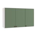 Armário Aéreo Celeste Kappesberg 100% MDF 3 Portas Branco/Verde 120cm