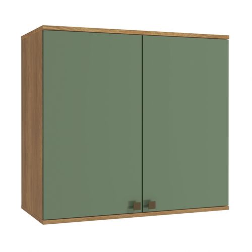 Armário Aéreo Celeste Kappesberg 100% MDF 2 Portas Nogueira/Verde 80cm