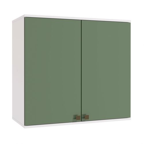 Armário Aéreo Celeste Kappesberg 100% MDF 2 Portas Branco/Verde 80cm