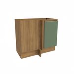 Balcão de Canto Reto Celeste Kappesberg 100% MDF 1 Porta Nogueira/Verde 98cm