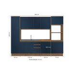 Cozinha Modulada Celeste Kappesberg 100% MDF Nogueira/Azul 300cm