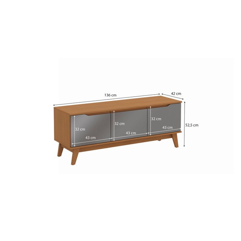 Rack  Kappesberg 3 Portas Canela/Chumbo 136cm