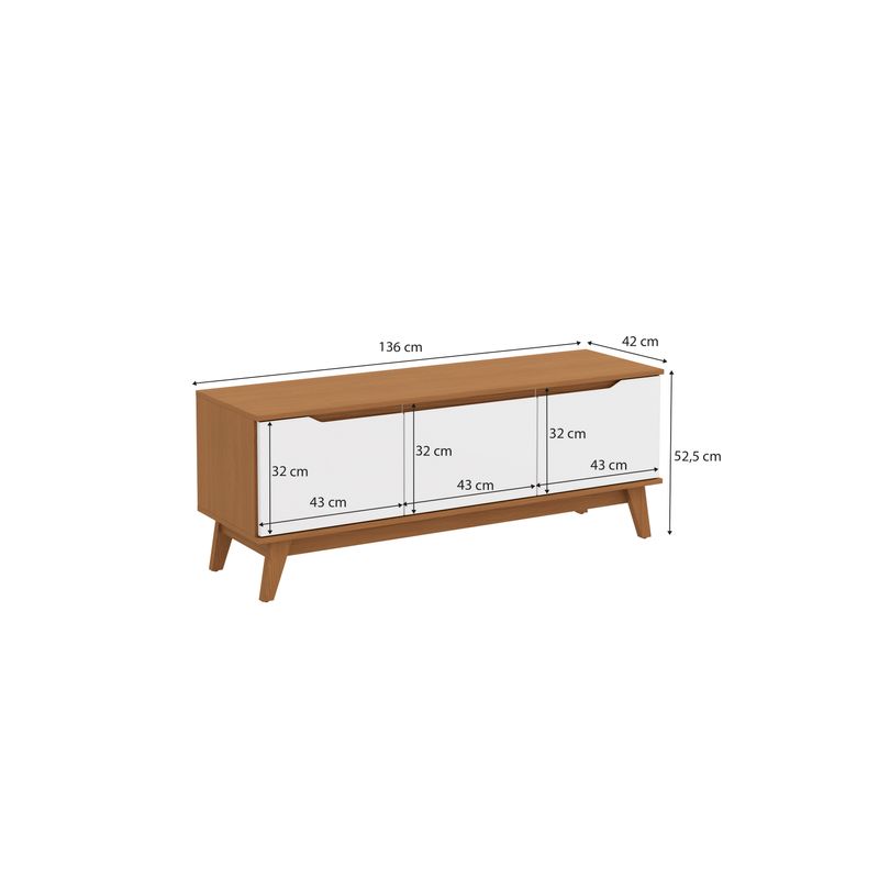 Rack Kappesberg 3 Portas Canela/Branco 136cm