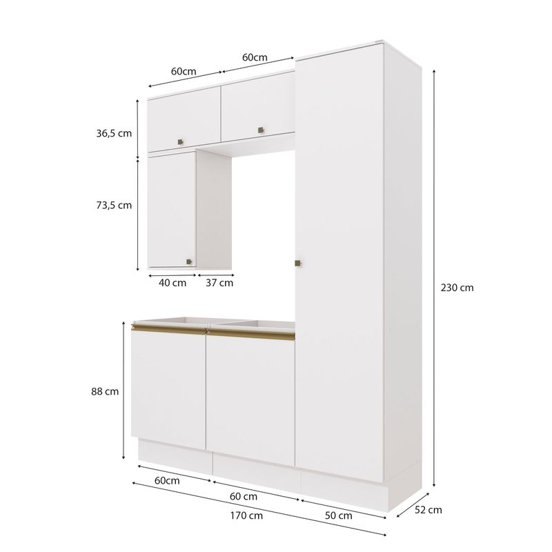 Conjunto para Banheiro Kappesberg Celeste 6 Peças Branco 170cm