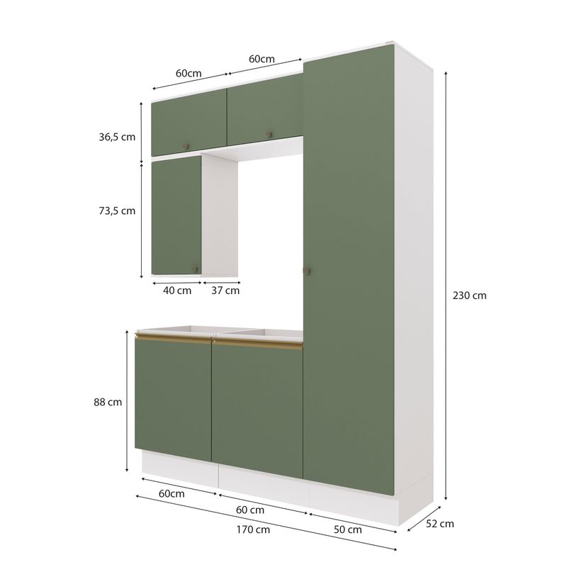 Conjunto para Banheiro Kappesberg Celeste 6 Peças Branco/Verde 170cm