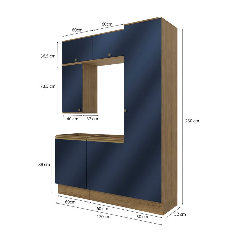 Conjunto para Banheiro Kappesberg Celeste 6 Peças Nogueira/Azul 170cm