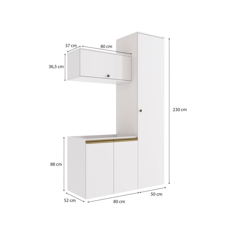 Conjunto para Banheiro Kappesberg Celeste 3 Peças Branco 130cm