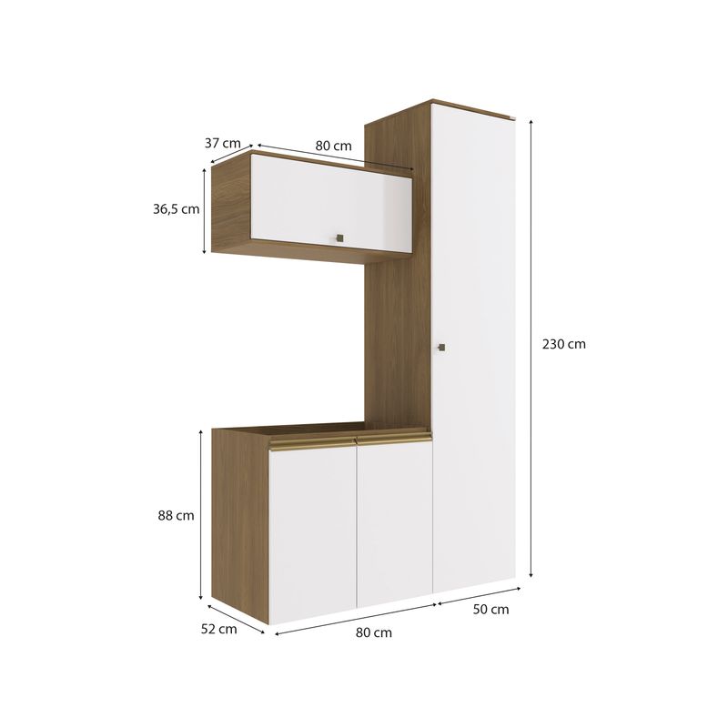 Conjunto para Banheiro Kappesberg Celeste 3 Peças Nogueira/Branco 130cm