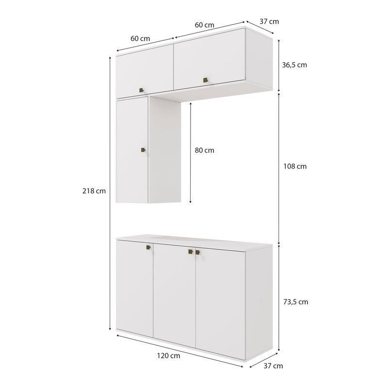 Conjunto para Banheiro Kappesberg Celeste 4 Peças Branco 120cm