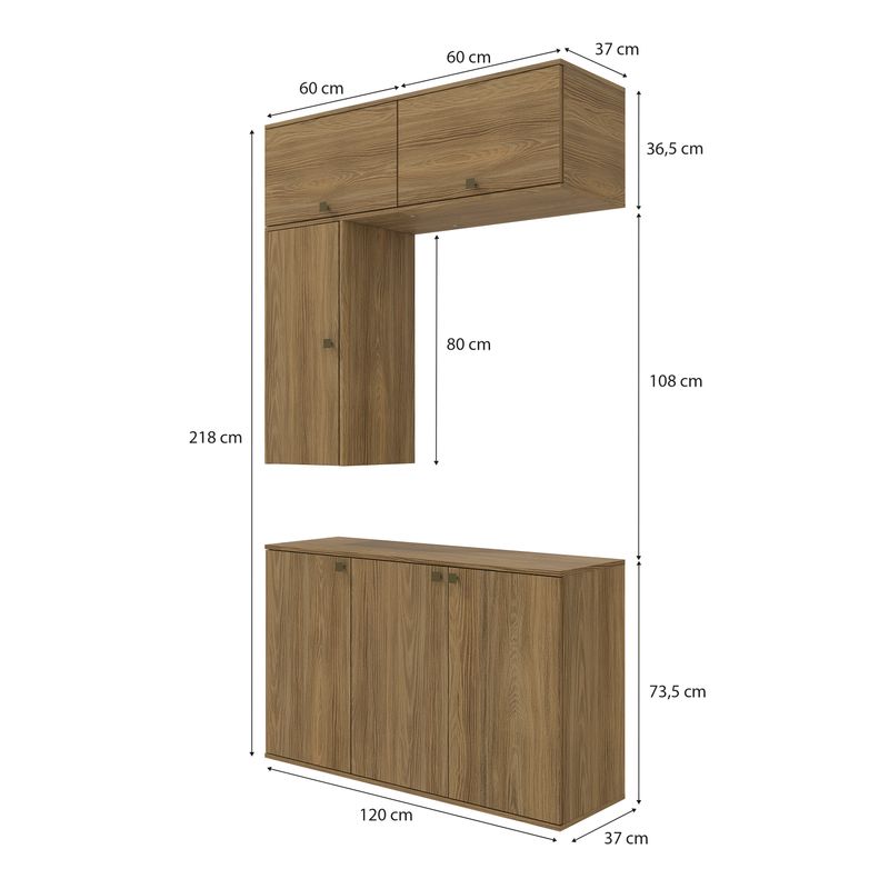 Conjunto para Banheiro Kappesberg Celeste 4 Peças Nogueira 120cm