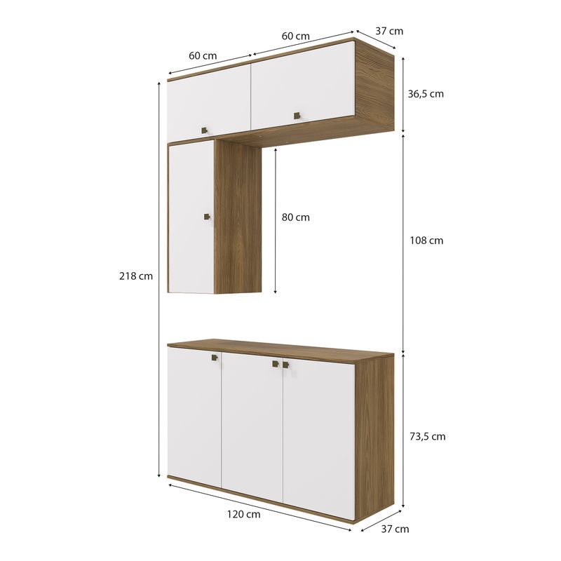 Conjunto para Banheiro Kappesberg Celeste 4 Peças Nogueira/Branco 120cm