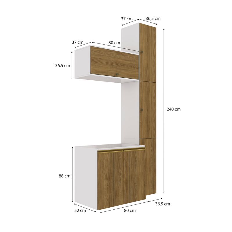 Conjunto para Banheiro Kappesberg Celeste 5 Peças Branco/Nogueira 116,5cm