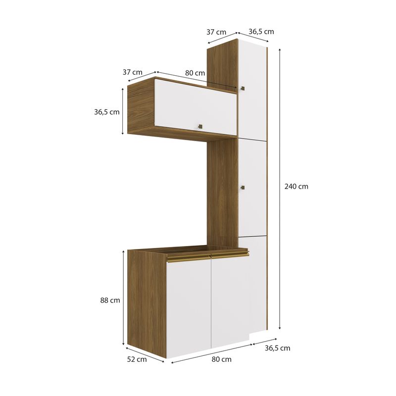 Conjunto para Banheiro Kappesberg Celeste 5 Peças Nogueira/Branco 116,5cm