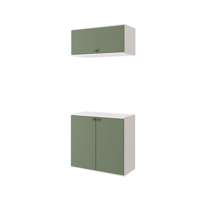 Conjunto para Banheiro com Basculante Kappesberg Celeste 2 Peças Branco/Verde 80cm