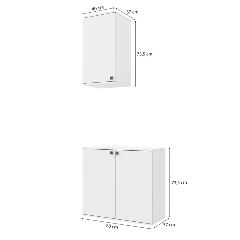 Conjunto para Banheiro com Aéreo Kappesberg Celeste 2 Peças Branco 80cm