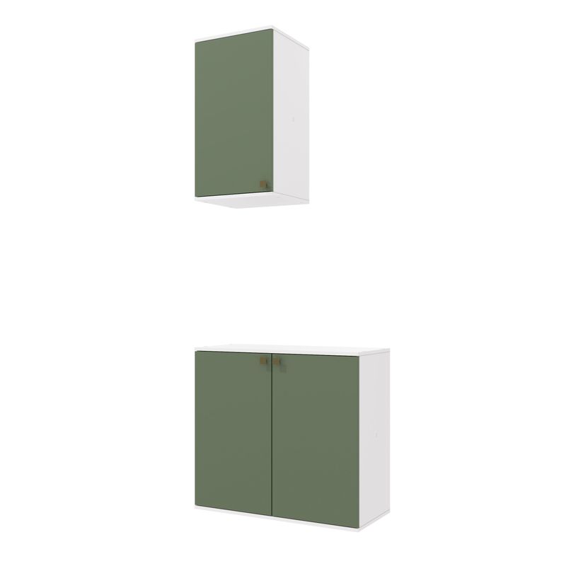 Conjunto para Banheiro com Aéreo Kappesberg Celeste 2 Peças Branco/Verde 80cm