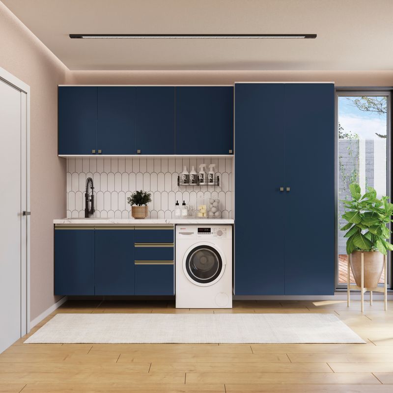 Lavanderia Modulada Kappesberg Celeste 5 Peças Branco/Azul 280cm