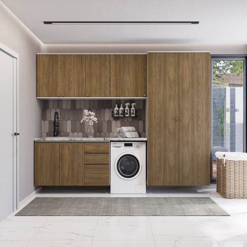 Lavanderia Modulada Kappesberg Celeste 5 Peças Branco/Nogueira 280cm