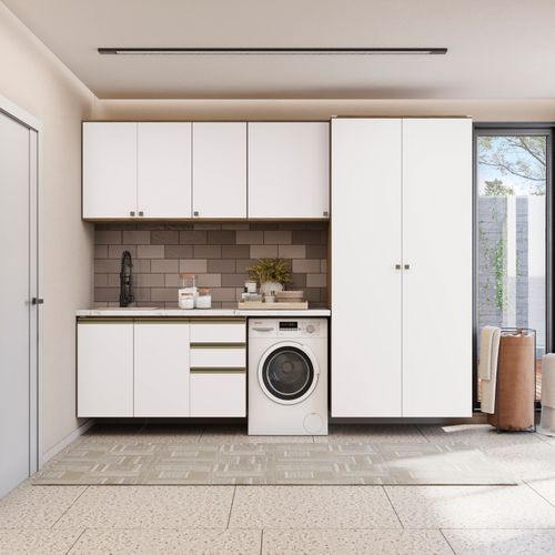 Lavanderia Modulada Kappesberg Celeste 5 Peças Nogueira/Branco 280cm