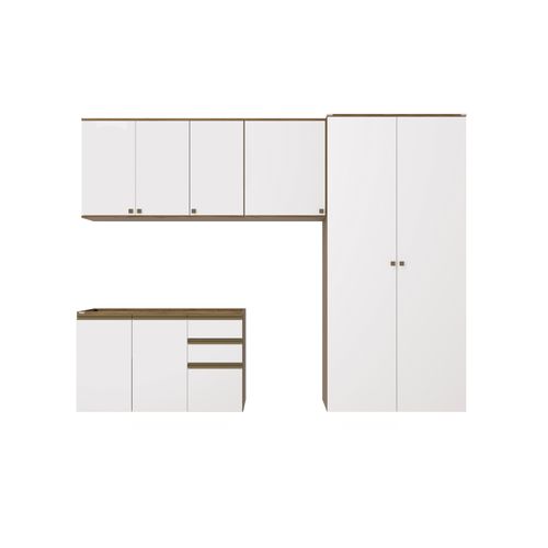 Lavanderia Modulada Kappesberg Celeste 5 Peças Nogueira/Branco 280cm