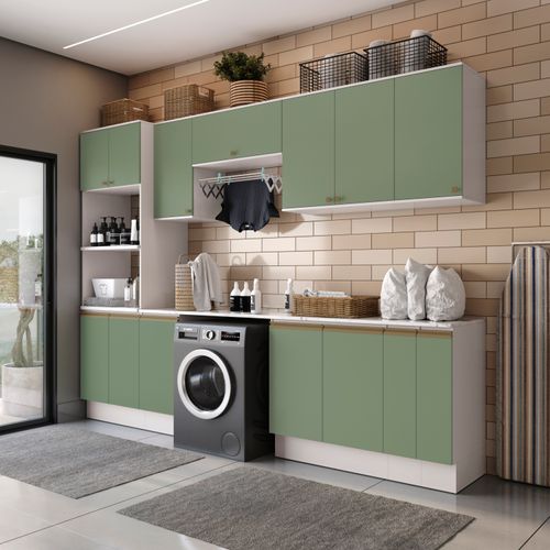 Lavanderia Modulada Kappesberg Celeste 9 Peças Branco/Verde 310,5cm