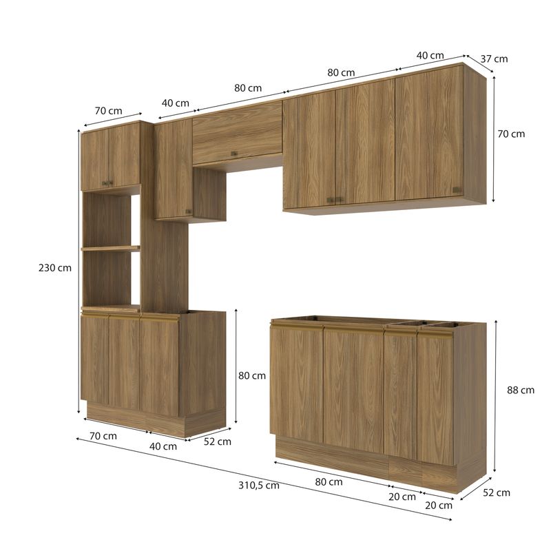 Lavanderia Modulada Kappesberg Celeste 9 Peças Nogueira 310,5cm