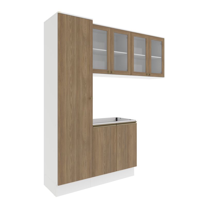 Lavanderia Modulada Kappesberg Celeste 4 Peças Branco/Nogueira 210cm