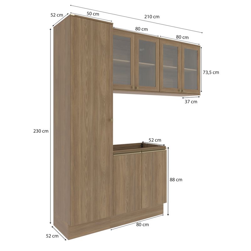 Lavanderia Modulada Kappesberg Celeste 4 Peças Nogueira 210cm