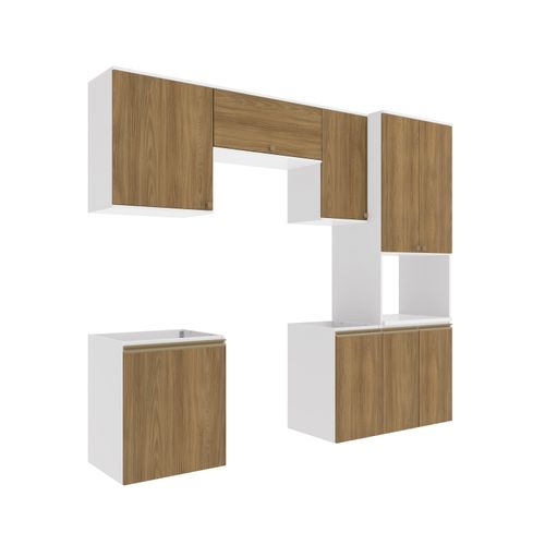 Lavanderia Modulada Kappesberg Celeste 6 Peças Branco/Nogueira 250cm