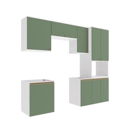 Lavanderia Modulada Kappesberg Celeste 6 Peças Branco/Verde 250cm