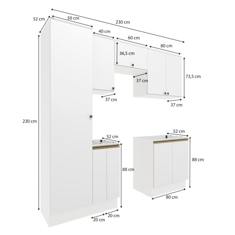 Lavanderia Modulada Kappesberg Celeste 7 Peças Branco 230cm