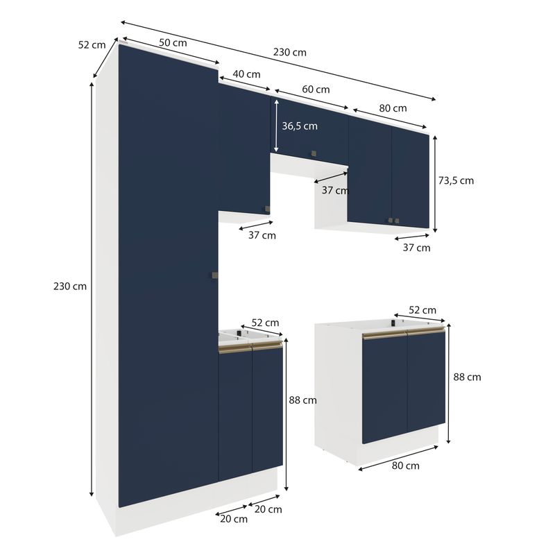 Lavanderia Modulada Kappesberg Celeste 7 Peças Branco/Azul 230cm