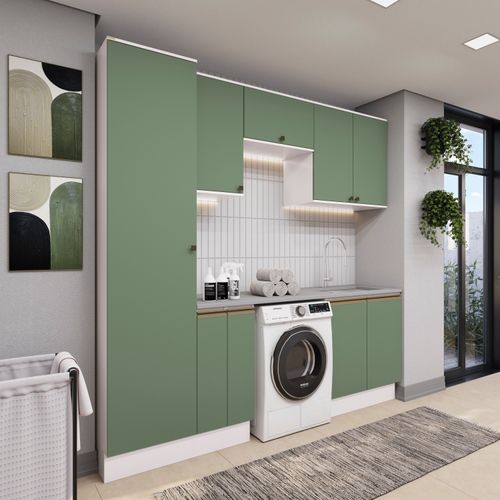 Lavanderia Modulada Kappesberg Celeste 7 Peças Branco/Verde 230cm