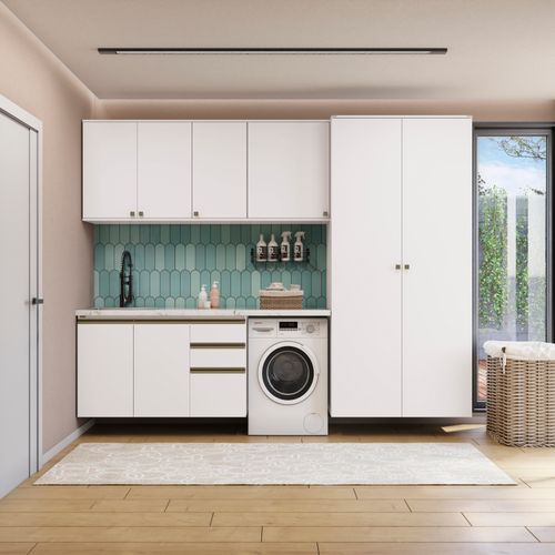 Lavanderia Modulada Kappesberg Celeste 5 Peças Branco 280cm