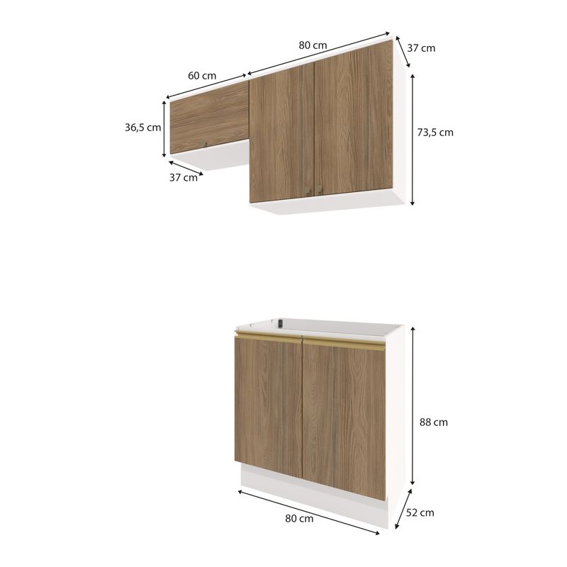 Lavanderia Modulada Kappesberg Celeste 3 Peças Branco/Nogueira 140cm