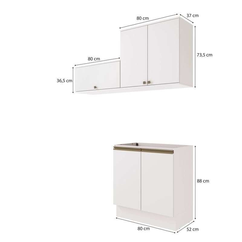 Lavanderia Modulada Kappesberg Celeste 3 Peças Branco 160cm