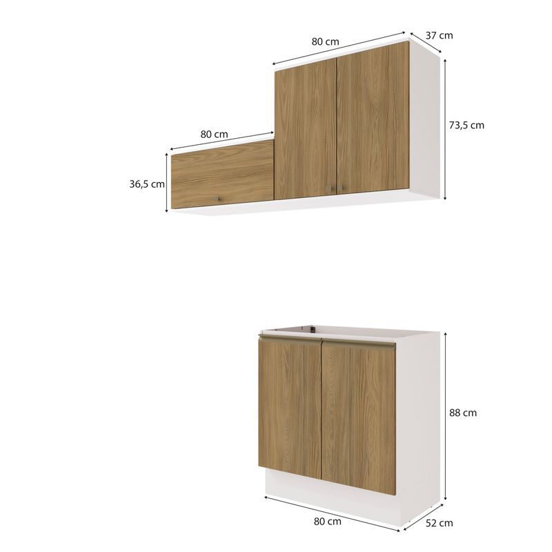 Lavanderia Modulada Kappesberg Celeste 3 Peças Branco/Nogueira 160cm