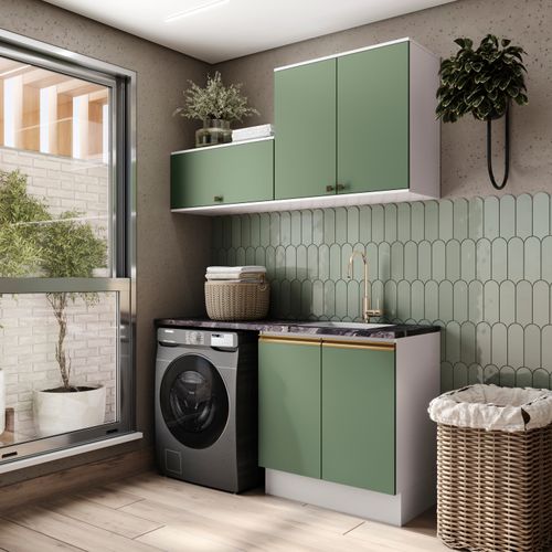 Lavanderia Modulada Kappesberg Celeste 3 Peças Branco/Verde 160cm